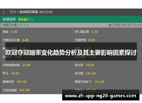 欧冠夺冠赔率变化趋势分析及其主要影响因素探讨 欧冠夺冠赔率变化趋势分析及其主要影响因素探讨